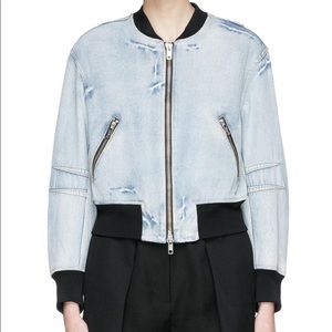 3.1 Phillip Lim Zip Sleeve Cropped Denim Bomber